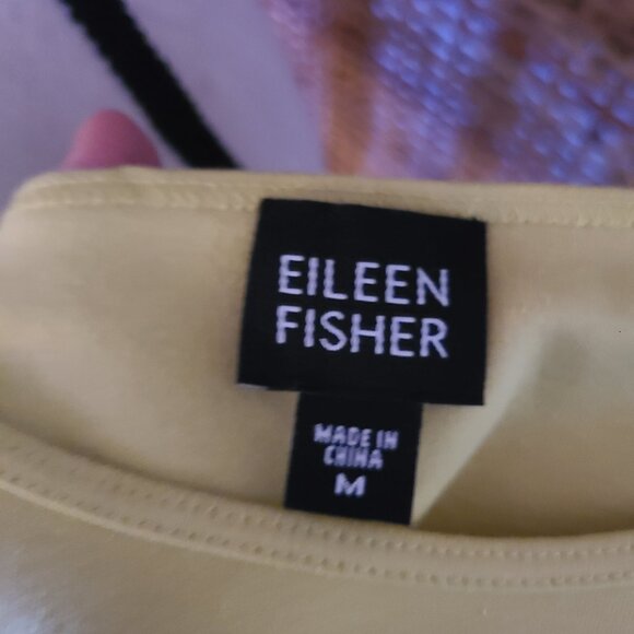 Vintage Eileen Fisher Women's Top Shirt Y2K Sz M Cap Sleeve Green 100% Cotton - Picture 5 of 5